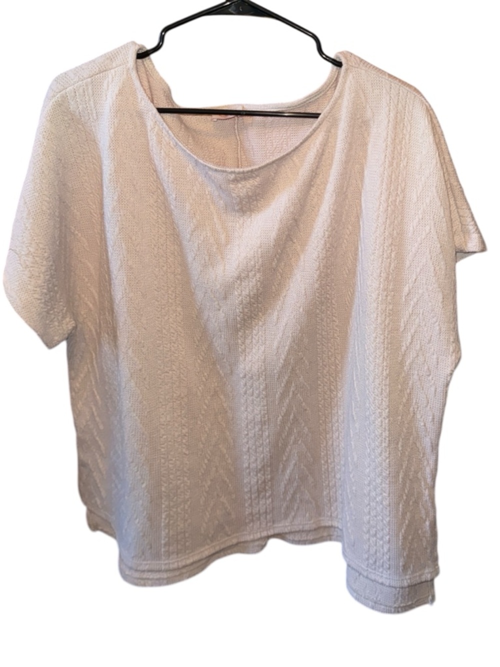 Hailey & Co Textured Short-Sleeve Top in Light Beige